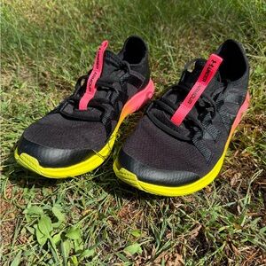 Under Armour Black Pink Yellow Sneakers, Size 6Y (approx 8 womens US)
